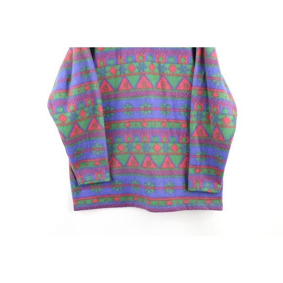 Vintage 90s Streetwear L Nordic Fair Isle Half Zip Fleece Pullover Sweater - Picture 3 of 7